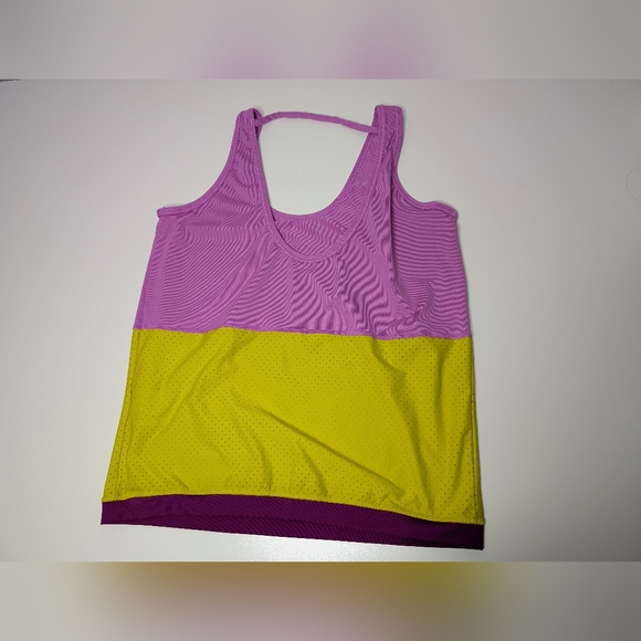 Nike Dri-fit Womens Tank Top Medium Pink Yellow Color Block Mesh - Picture 7 of 9